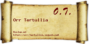 Orr Tertullia névjegykártya